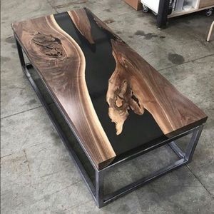 Epoxy and wood coffee table